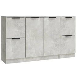 vidaXL Aparadores 3 piezas madera contrachapada gris cemento
