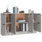 vidaXL Aparadores 3 piezas madera contrachapada gris cemento vidaXL Aparadores 3 piezas madera contrachapada gris cemento