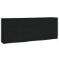 vidaXL Aparador de 3 piezas madera contrachapada negro