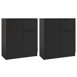 vidaXL Aparadores 2 uds madera contrachapada negro 60x30x70 cm
