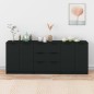 vidaXL Aparador de 3 piezas madera contrachapada negro vidaXL Aparador de 3 piezas madera contrachapada negro