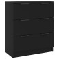 vidaXL Aparador de 3 piezas madera contrachapada negro vidaXL Aparador de 3 piezas madera contrachapada negro