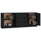 vidaXL Aparador de 3 piezas madera contrachapada negro vidaXL Aparador de 3 piezas madera contrachapada negro