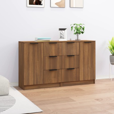 vidaXL Aparadores 2 uds madera contrachapada roble marrón 60x30x70 cm