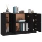 vidaXL Aparadores 3 piezas madera contrachapada negro vidaXL Aparadores 3 piezas madera contrachapada negro