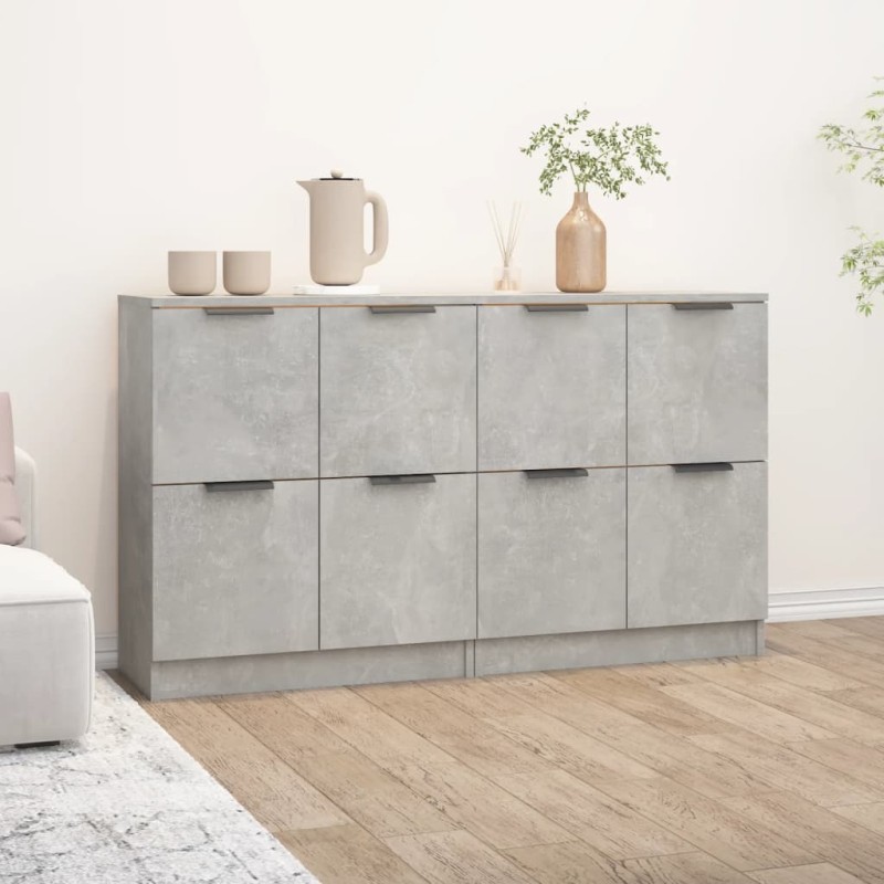 vidaXL Aparadores 2 uds madera contrachapada gris hormigón 60x30x70 cm vidaXL Aparadores 2 uds madera contrachapada gris hormigón 60x30x70 cm