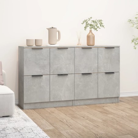 vidaXL Aparadores 2 uds madera contrachapada gris hormigón 60x30x70 cm