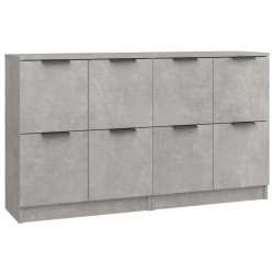 vidaXL Aparadores 2 uds madera contrachapada gris hormigón 60x30x70 cm
