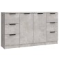 vidaXL Aparadores 3 piezas madera contrachapada gris cemento