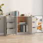 vidaXL Aparadores 3 piezas madera contrachapada gris cemento