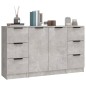 vidaXL Aparadores 3 piezas madera contrachapada gris cemento