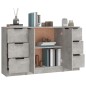 vidaXL Aparadores 3 piezas madera contrachapada gris cemento