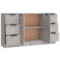 vidaXL Aparadores 3 piezas madera contrachapada gris cemento