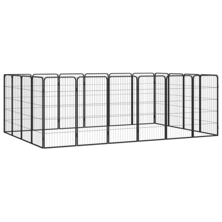 vidaXL Jaula perros 20 paneles acero recubierto polvo negro 50x100cm