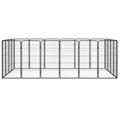 vidaXL Jaula perros 20 paneles acero recubierto polvo negro 50x100cm