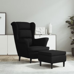 vidaXL Sillón orejero y taburete de terciopelo azul