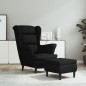 vidaXL Sillón orejero y taburete de terciopelo azul vidaXL Sillón orejero y taburete de terciopelo azul
