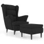 vidaXL Sillón orejero y taburete de terciopelo azul vidaXL Sillón orejero y taburete de terciopelo azul