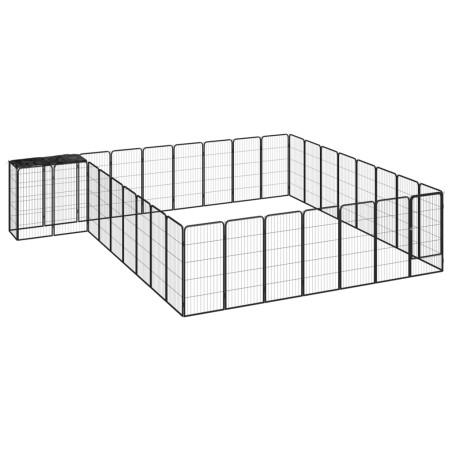vidaXL Jaula perros 34 paneles acero recubierto polvo negro 50x100 cm