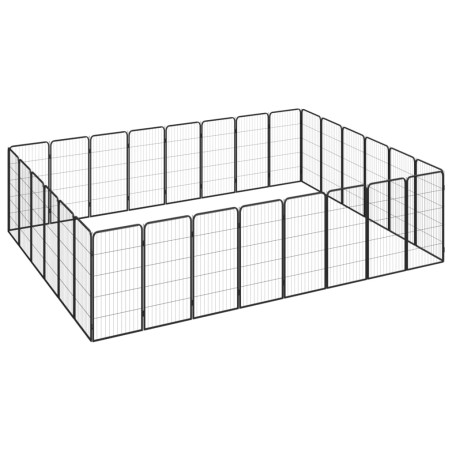 vidaXL Jaula perros 28 paneles acero recubierto polvo negro 50x100 cm