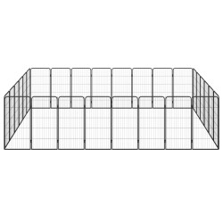 vidaXL Jaula perros 28 paneles acero recubierto polvo negro 50x100 cm