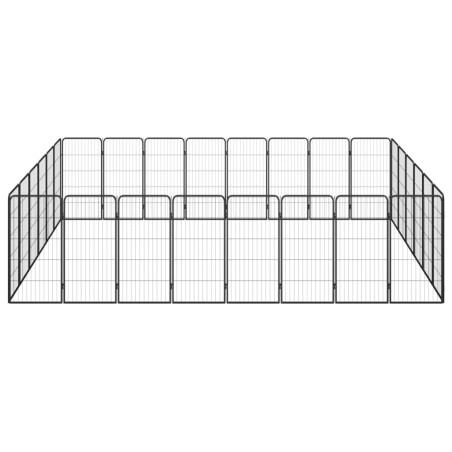 vidaXL Jaula perros 28 paneles acero recubierto polvo negro 50x100 cm