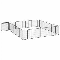 vidaXL Jaula perros 42 paneles acero recubierto polvo negro 50x100 cm