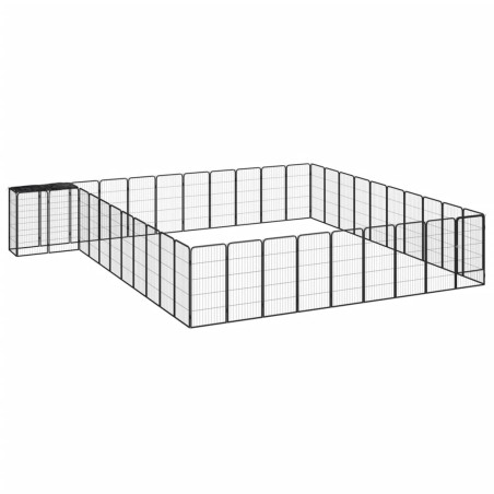 vidaXL Jaula perros 42 paneles acero recubierto polvo negro 50x100 cm