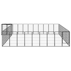 vidaXL Jaula perros 42 paneles acero recubierto polvo negro 50x100 cm