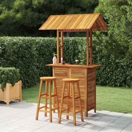 vidaXL Juego muebles de bar de jardín 3 piezas madera maciza de acacia