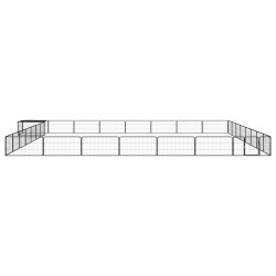 vidaXL Jaula perros 32 paneles acero recubierto polvo negro 100x50 cm
