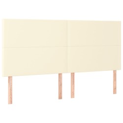 vidaXL Cabeceros 4 unidades cuero sintético color crema 100x5x78/88 cm
