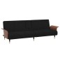 vidaXL Sofá cama con portavasos terciopelo negro vidaXL Sofá cama con portavasos terciopelo negro