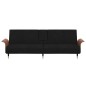 vidaXL Sofá cama con portavasos terciopelo negro vidaXL Sofá cama con portavasos terciopelo negro