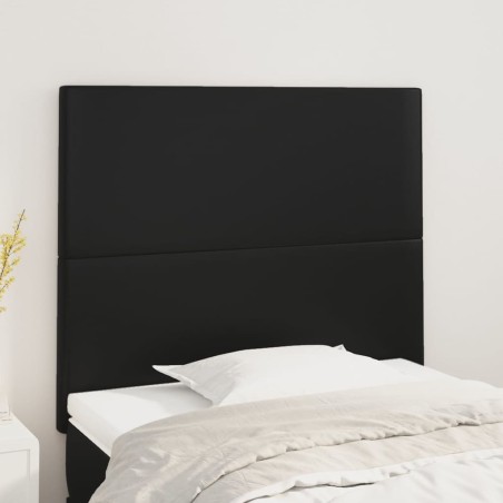 vidaXL Cabeceros 2 unidades de cuero sintético negro 100x5x78/88 cm