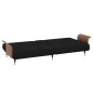 vidaXL Sofá cama con portavasos terciopelo negro vidaXL Sofá cama con portavasos terciopelo negro