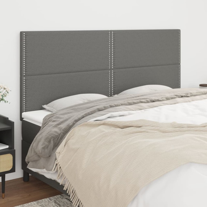 vidaXL Cabeceros 4 unidades de tela gris oscuro 90x5x78/88 cm