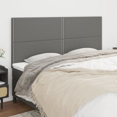 vidaXL Cabeceros 4 unidades de tela gris oscuro 90x5x78/88 cm