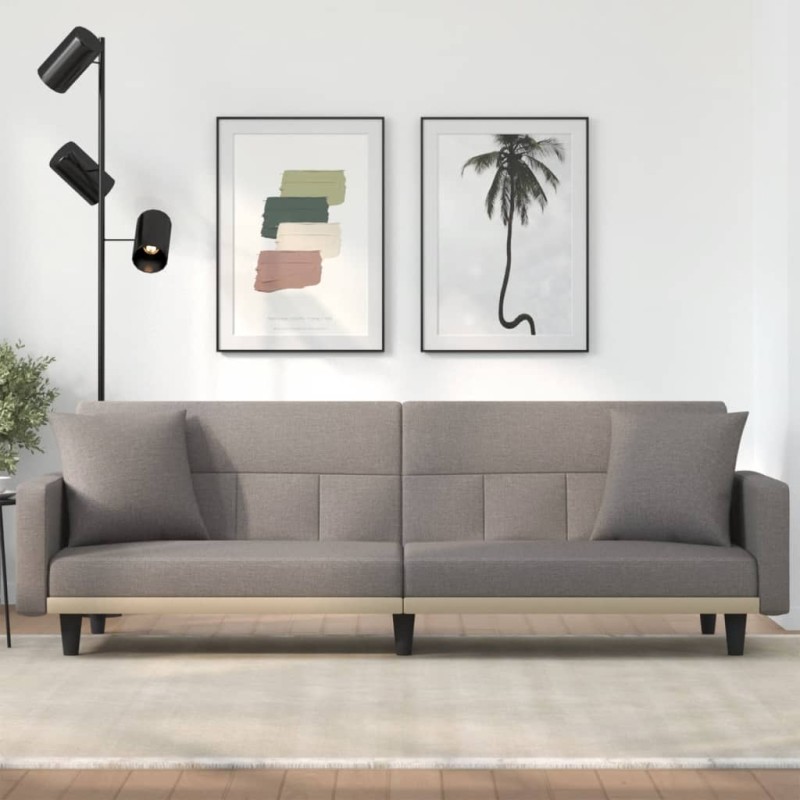 vidaXL Sofá cama con cojines tela gris taupe vidaXL Sofá cama con cojines tela gris taupe