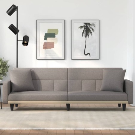vidaXL Sofá cama con cojines tela gris taupe