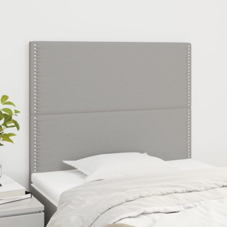 vidaXL Cabeceros 2 unidades de tela gris claro 90x5x78/88 cm
