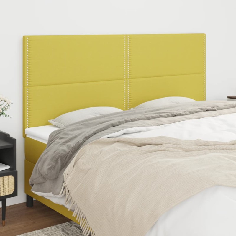 vidaXL Cabeceros 4 unidades de tela verde 80x5x78/88 cm