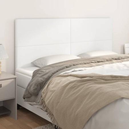 vidaXL Cabeceros 4 unidades de cuero sintético blanco 90x5x78/88 cm