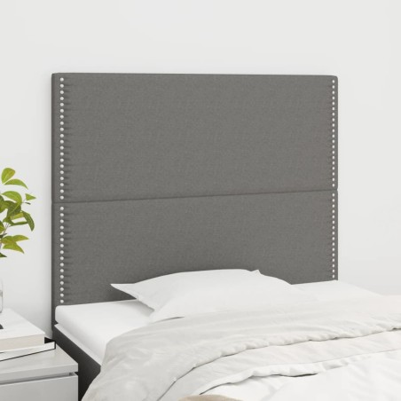 vidaXL Cabeceros 2 unidades de tela gris oscuro 100x5x78/88 cm