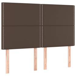 vidaXL Cabeceros 4 unidades cuero sintético marrón 72x5x78/88 cm