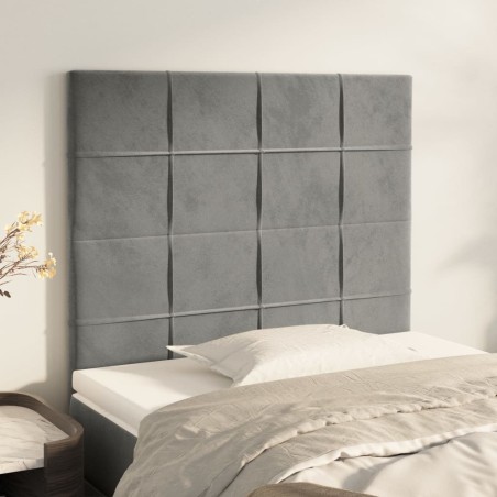 vidaXL Cabeceros 2 unidades de terciopelo gris claro 90x5x78/88 cm