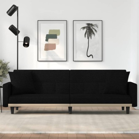 vidaXL Sofá cama con cojines tela negro