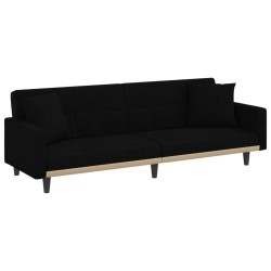 vidaXL Sofá cama con cojines tela negro