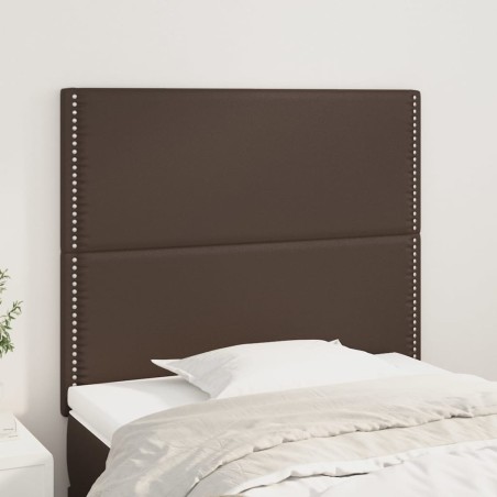 vidaXL Cabeceros 2 unidades de cuero sintético marrón 100x5x78/88 cm