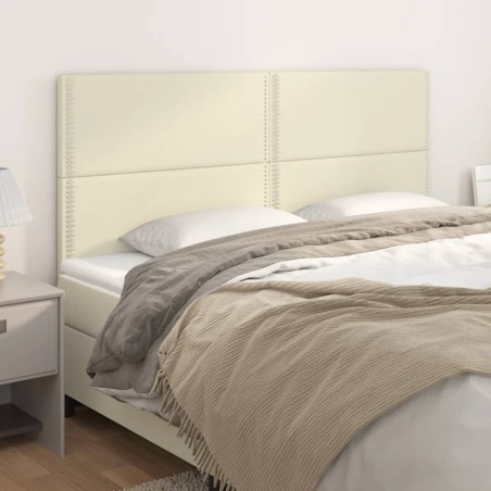 vidaXL Cabeceros 4 unidades cuero sintético color crema 100x5x78/88 cm